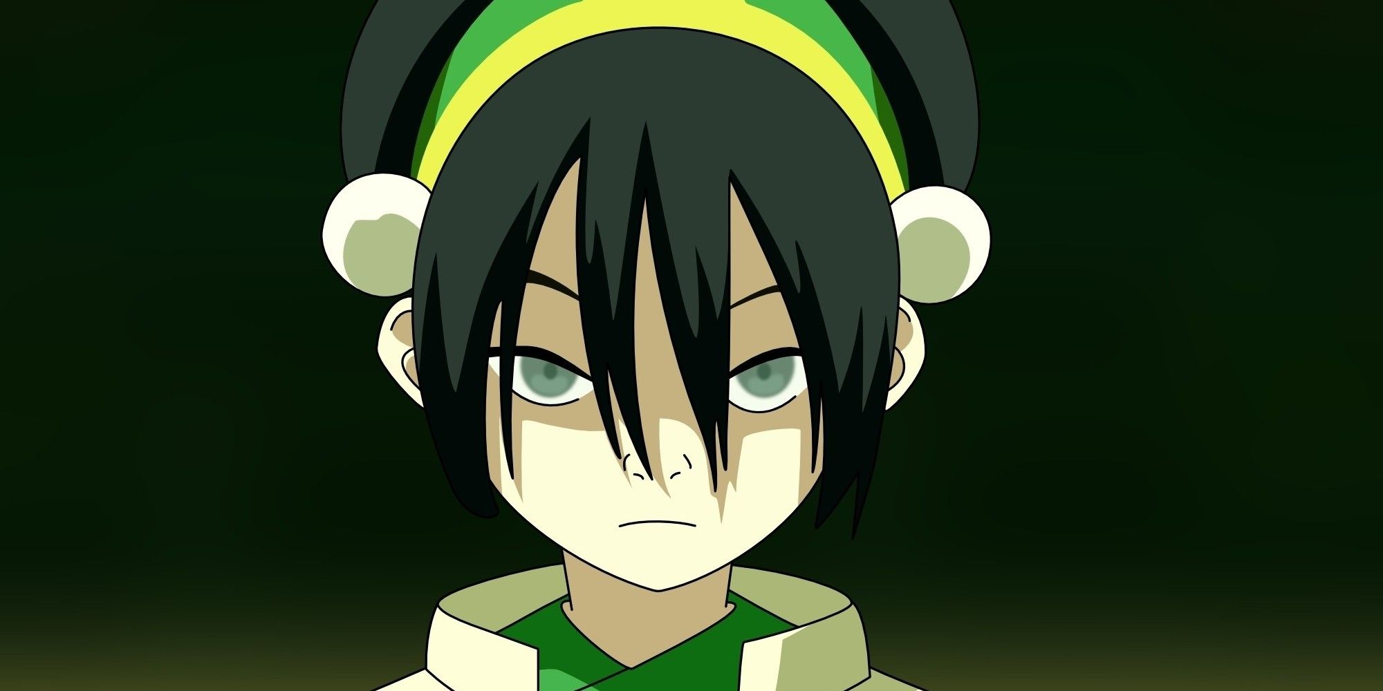 toph beifong stares forward against a green background.