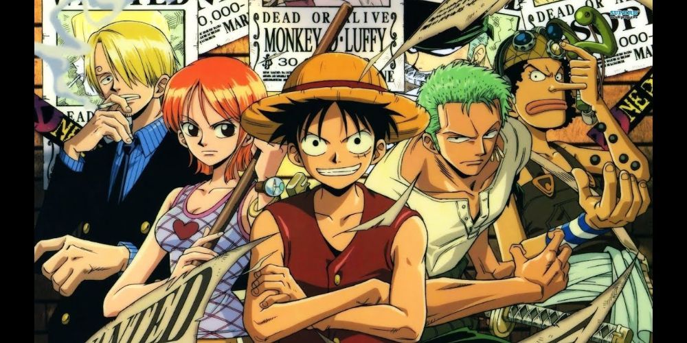 Monkey D Luffy and his friends from One Piece.