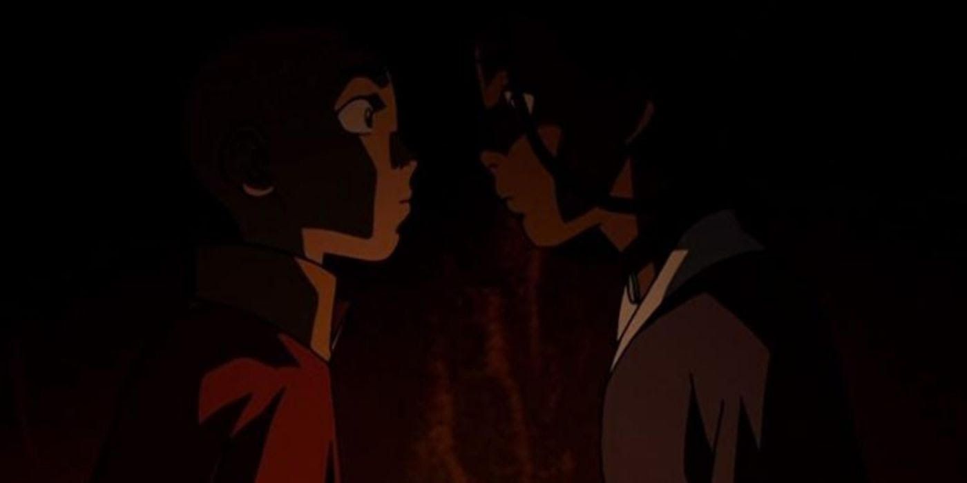 aang and katara in the Cave of Two Lovers in Avatar: The Last Airbender season 2