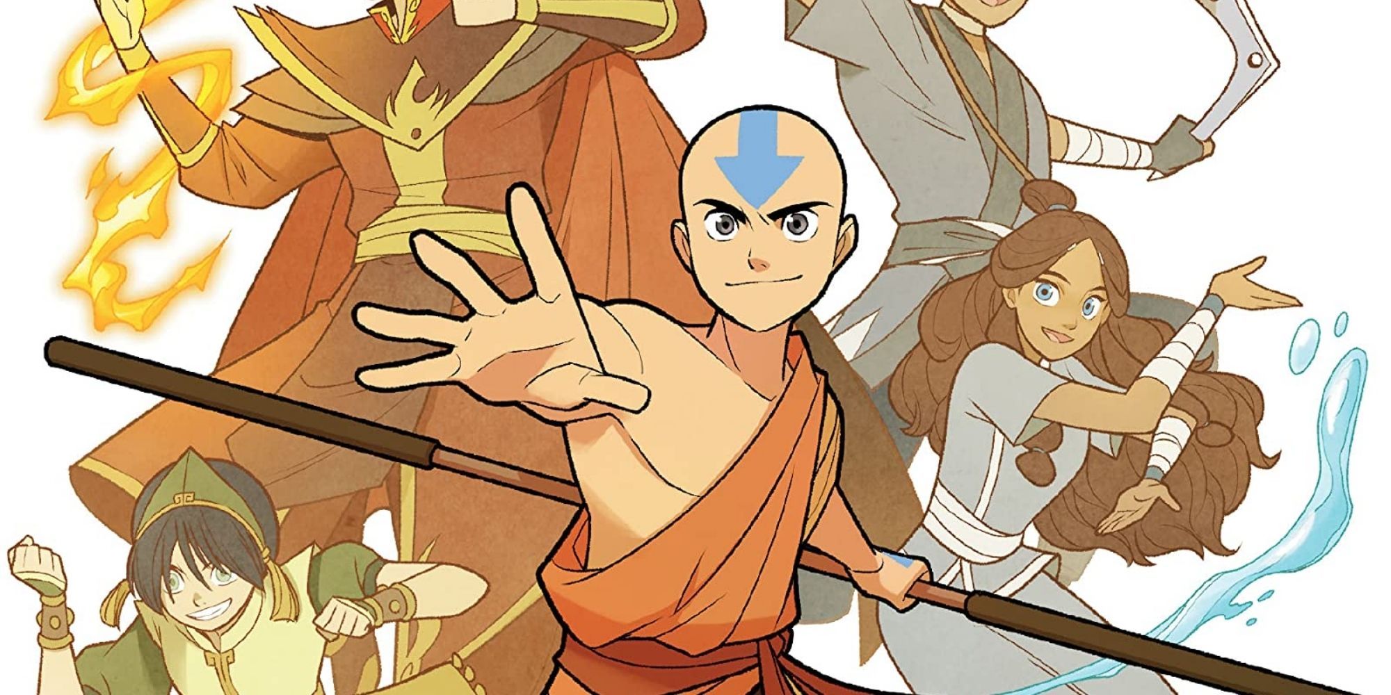 Aang smiles on the cover of Avatar the Last Airbender Comics