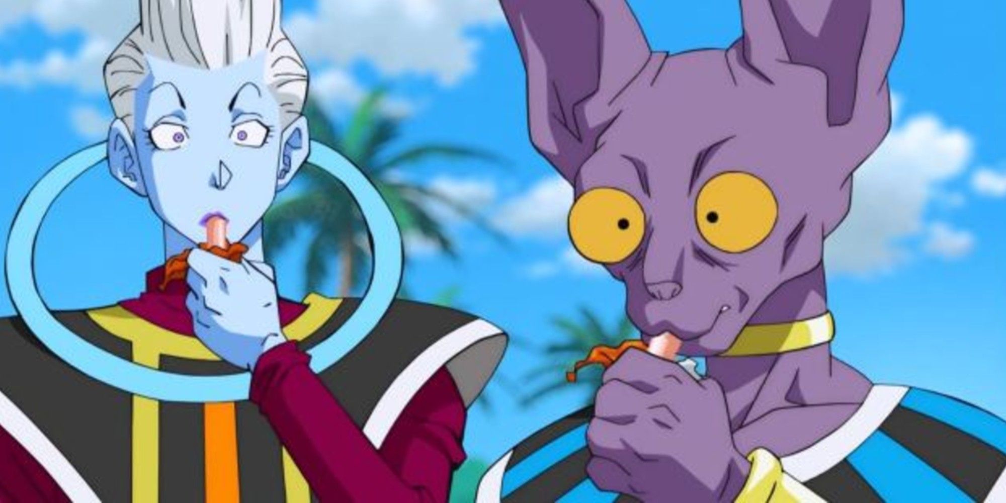 Anime Beerus And Whis Enjoying A Snack