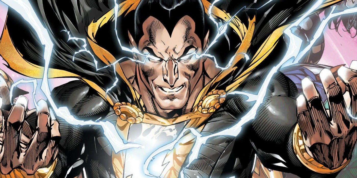 Black Adam With Lightning Coming Out Of His Eyes And Fingers