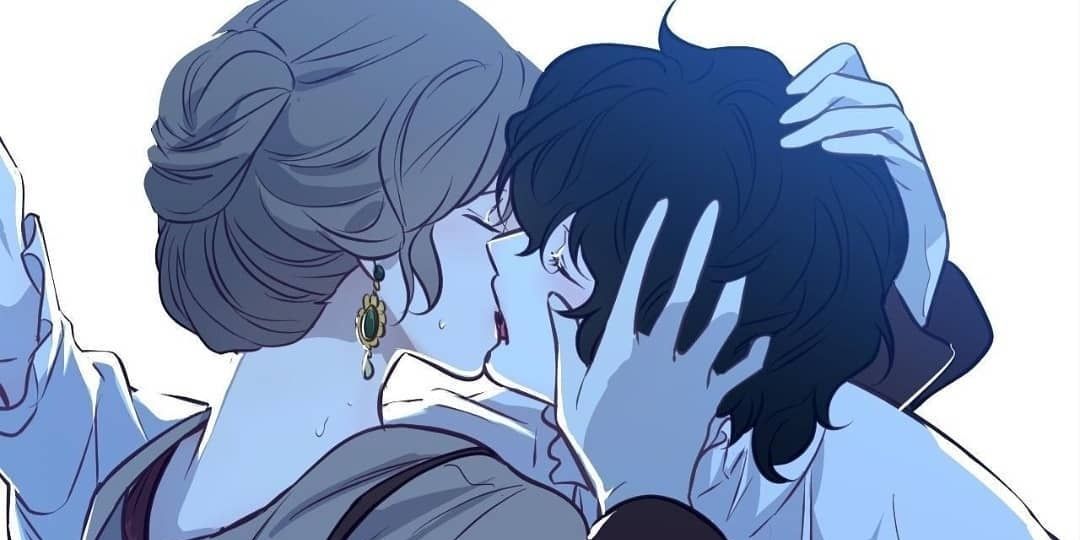 Image shows the main characters from The Blood of Madame Giselle manhwa