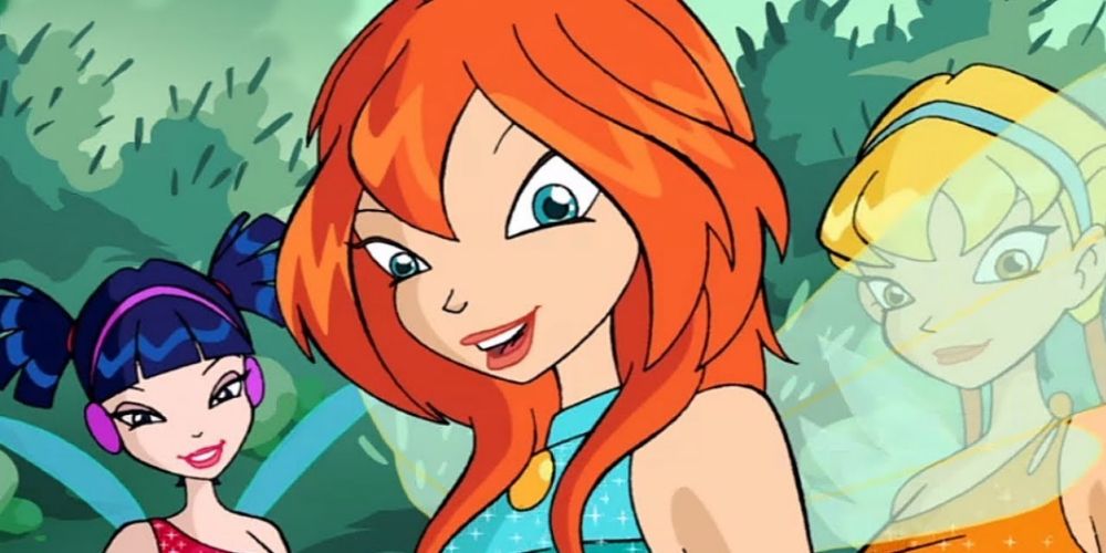 Bloom from Winx Club with Musa and Stella behind her.