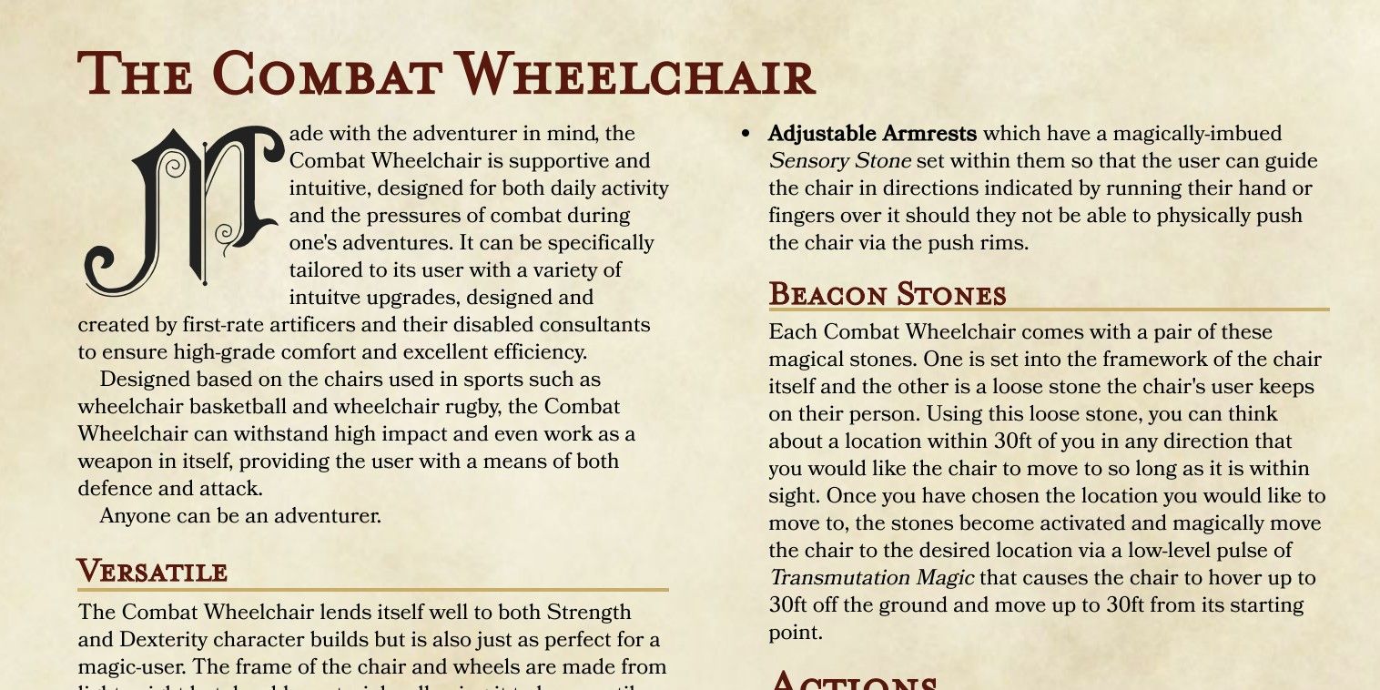 Combat Wheelchair rules screenshot