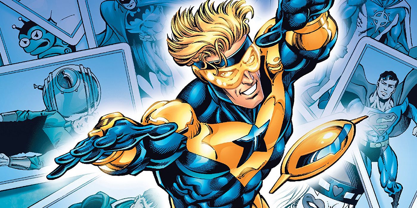 Booster Gold and Skeets traveling through time