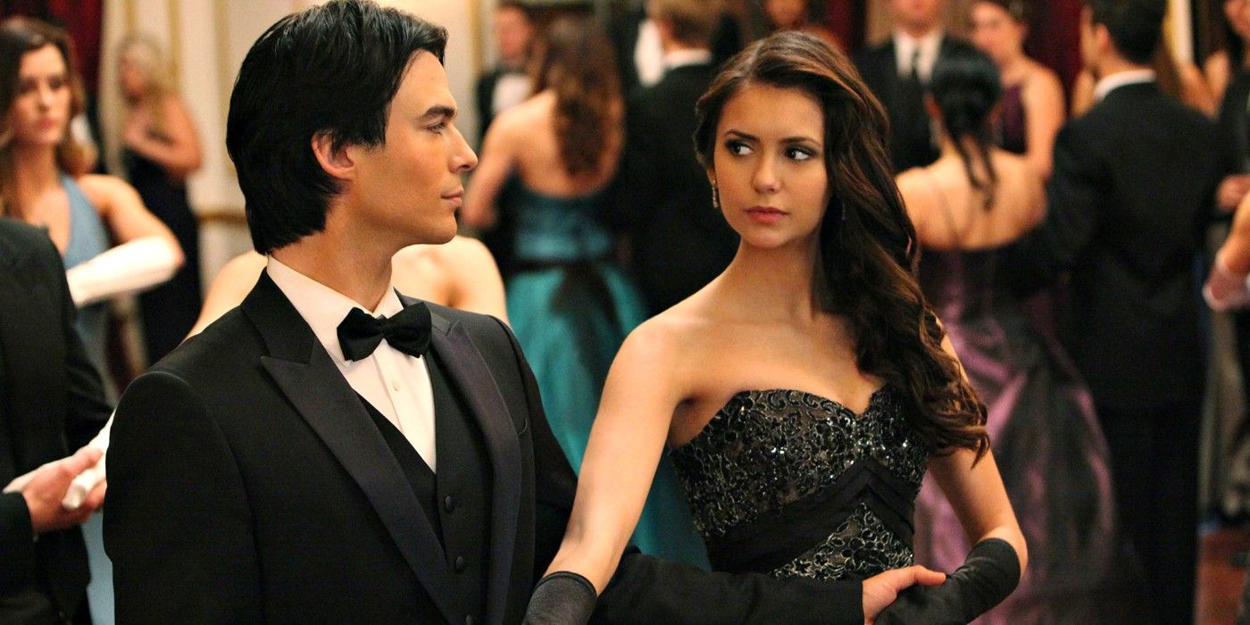 Damon and Elena dancing in The Vampire Diaries.