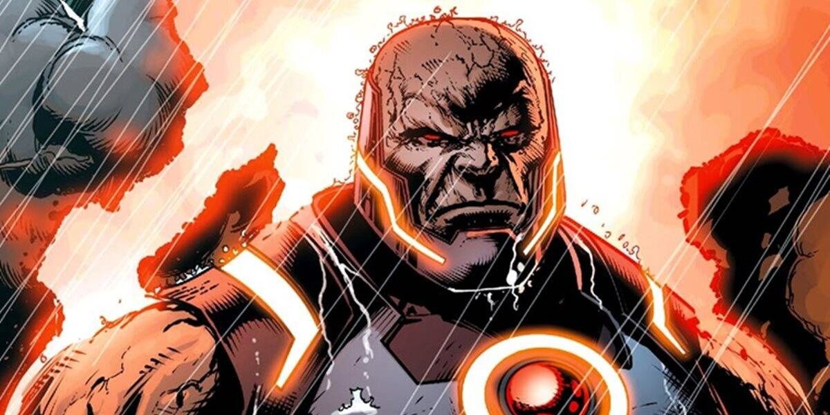 Darkseid standing in front of explosions