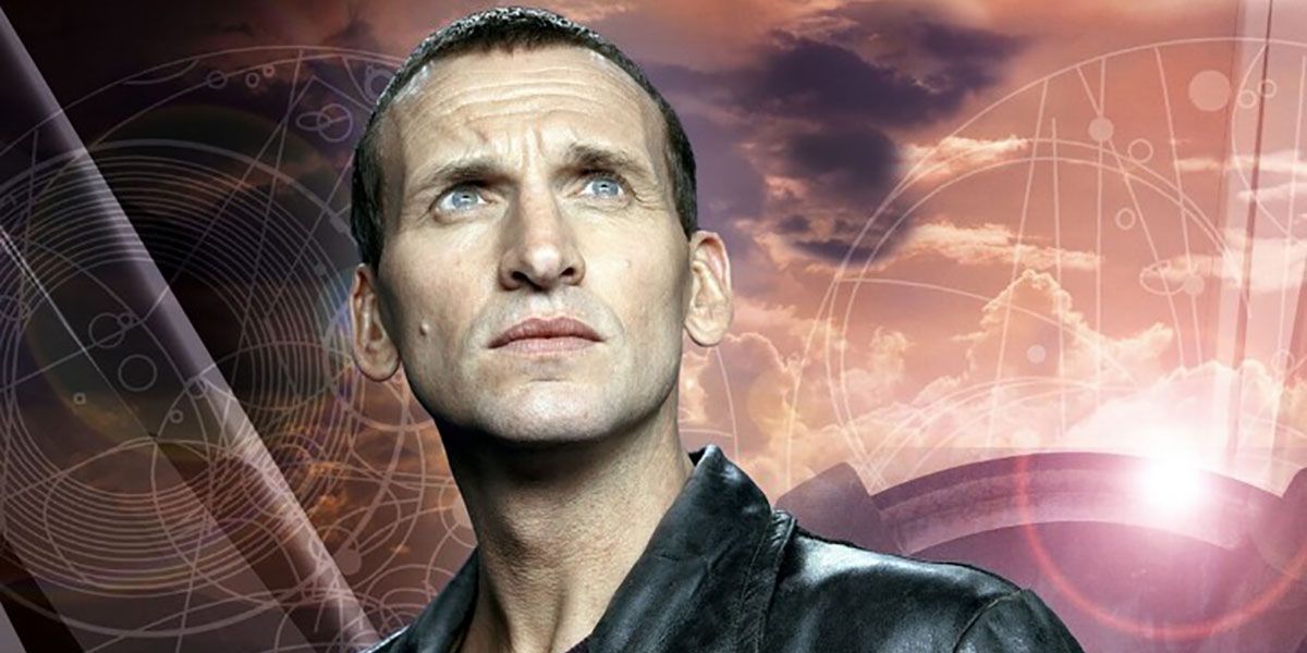 Christopher Eccleston's Ninth Doctor against a Gallifreyan background