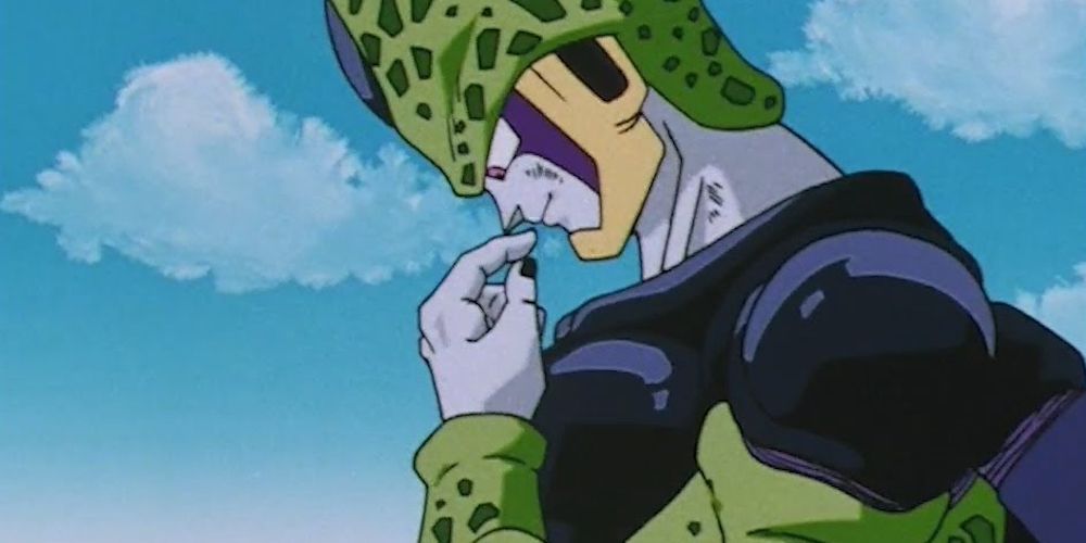 Perfect Cell curiously eats a Senzu Bean in Dragon Ball Z.