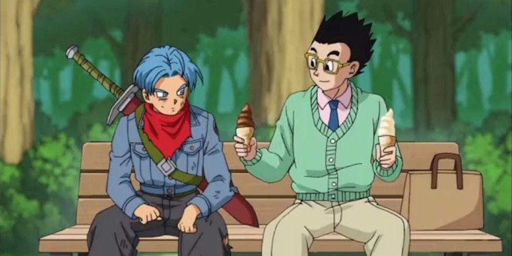 Gohan shares ice cream with Future Trunks in Dragon Ball Super