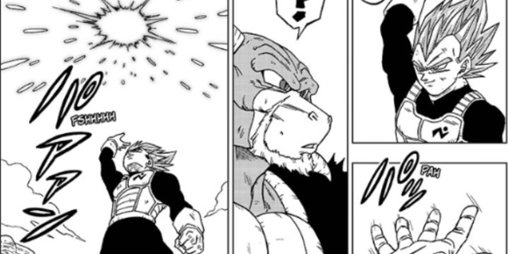 Vegeta uses Forced Spirit Fission against Moro in Dragon Ball Super manga.