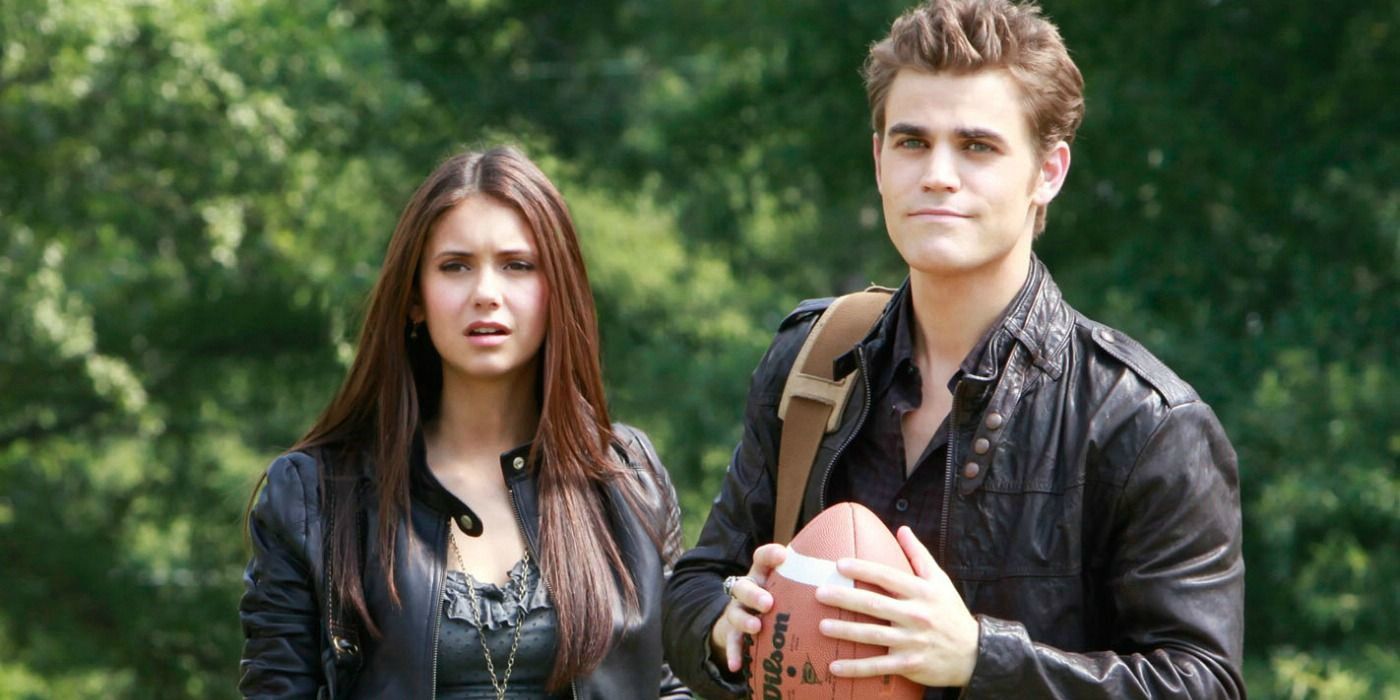 Elena with Stefan Salvatore in The Vampire Diaries