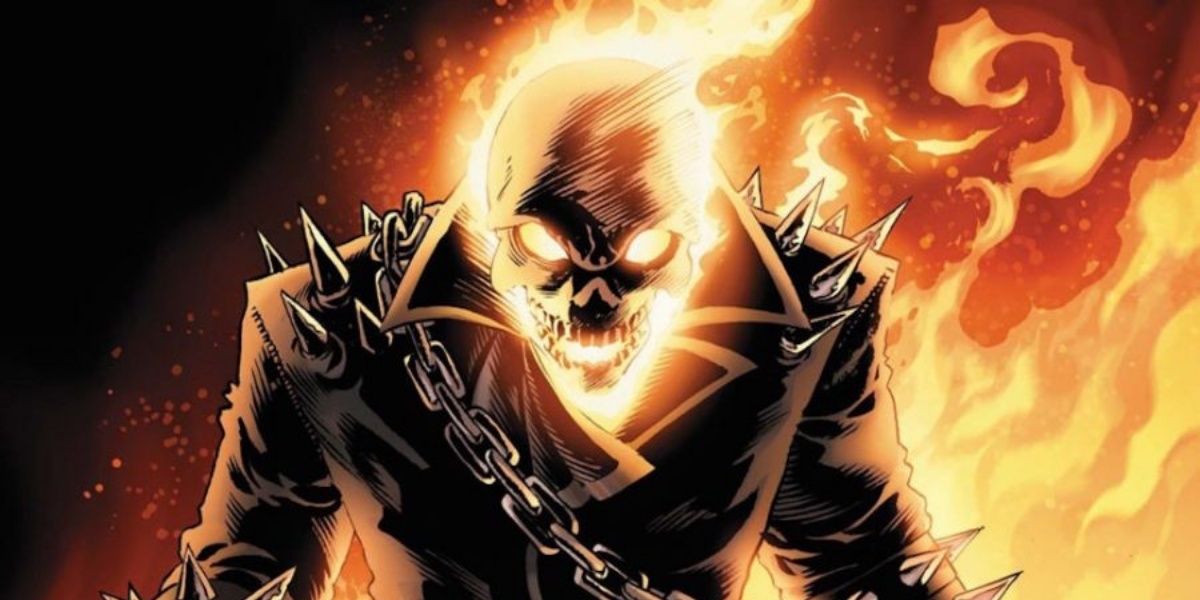 Ghost Rider standing in front of an explosion in Marvel Comics