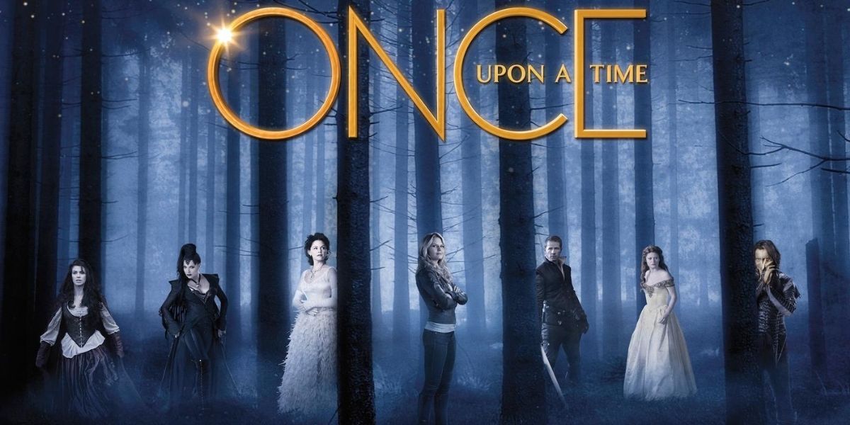Emma Swan, played by Jennifer Morrison, stands in the middle of seven major characters from ABC"s Once Upon a Time