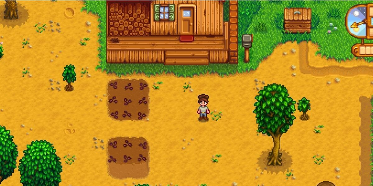 A player planting their first crops in Stardew Valley