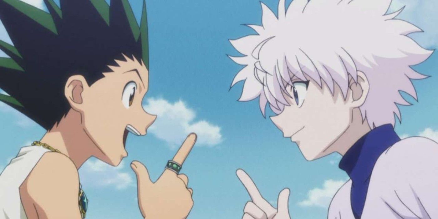 gon and killue smiling at each other