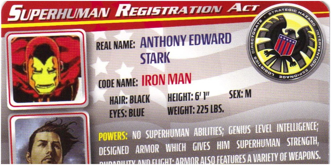 Iron Man's registration, as part of the Superhuman Registration Act