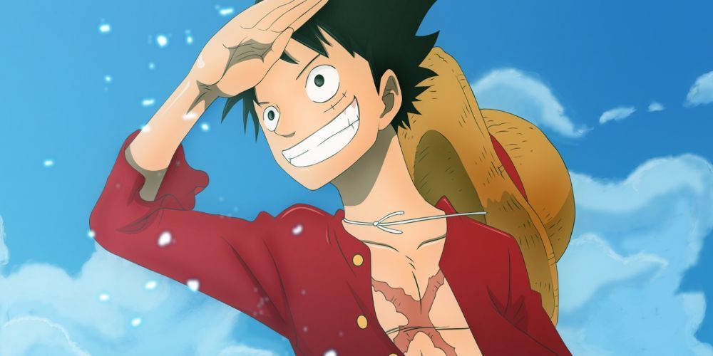a young luffy is excited about the adventures in store for him One Piece