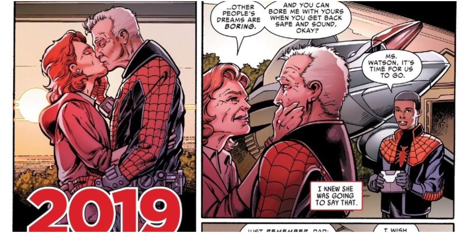 Mary Jane says goodbye to Peter in Spider-Man Marvel comics