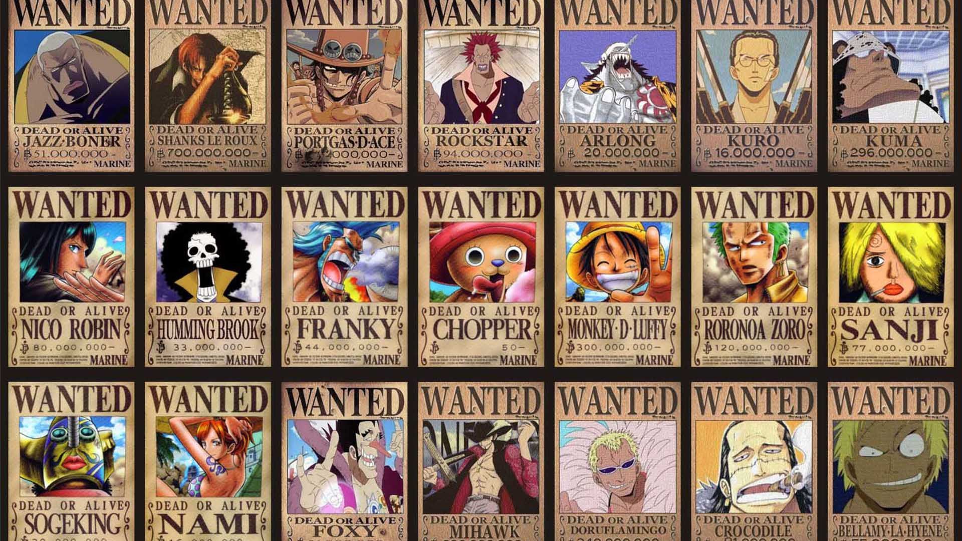 One Piece Wanted Posters and Bounties
