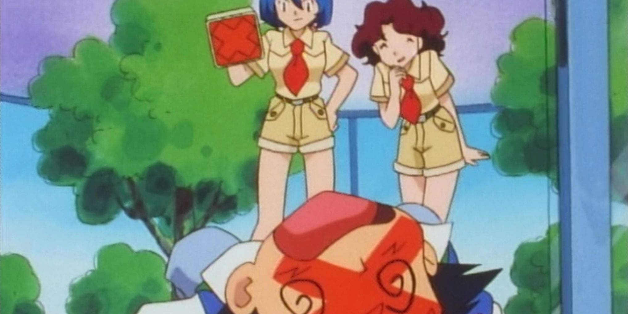 Ash being rejected from the Celadon Gym challenge in the anime
