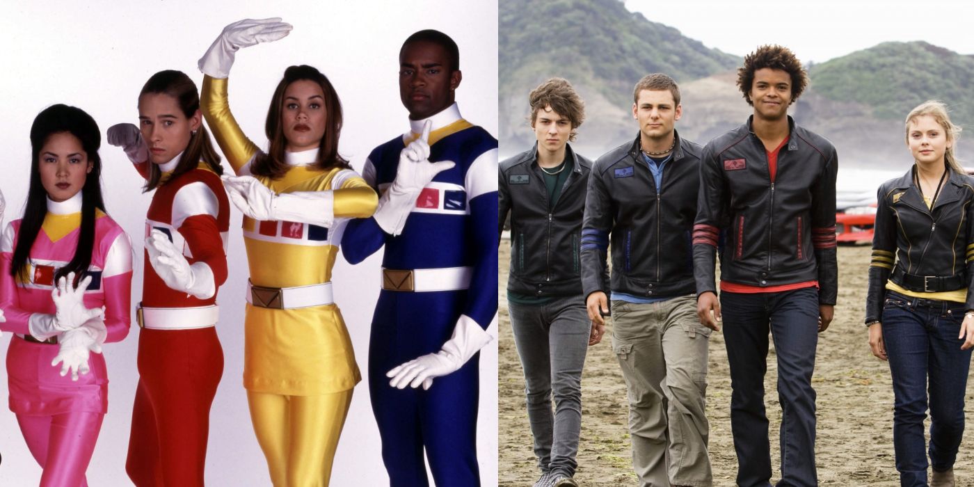 A split image of Power Rangers in Space and RPM