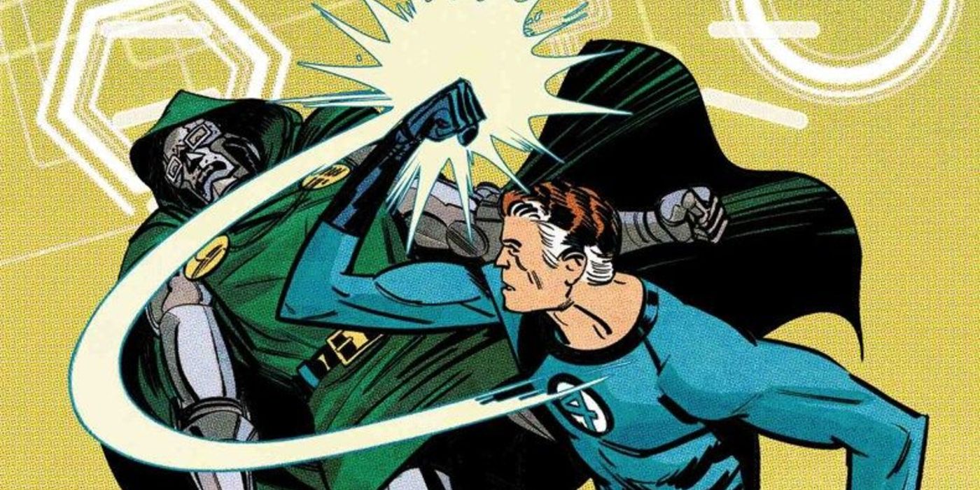 Reed Richards and Doctor Doom face off in Marvel Comics.