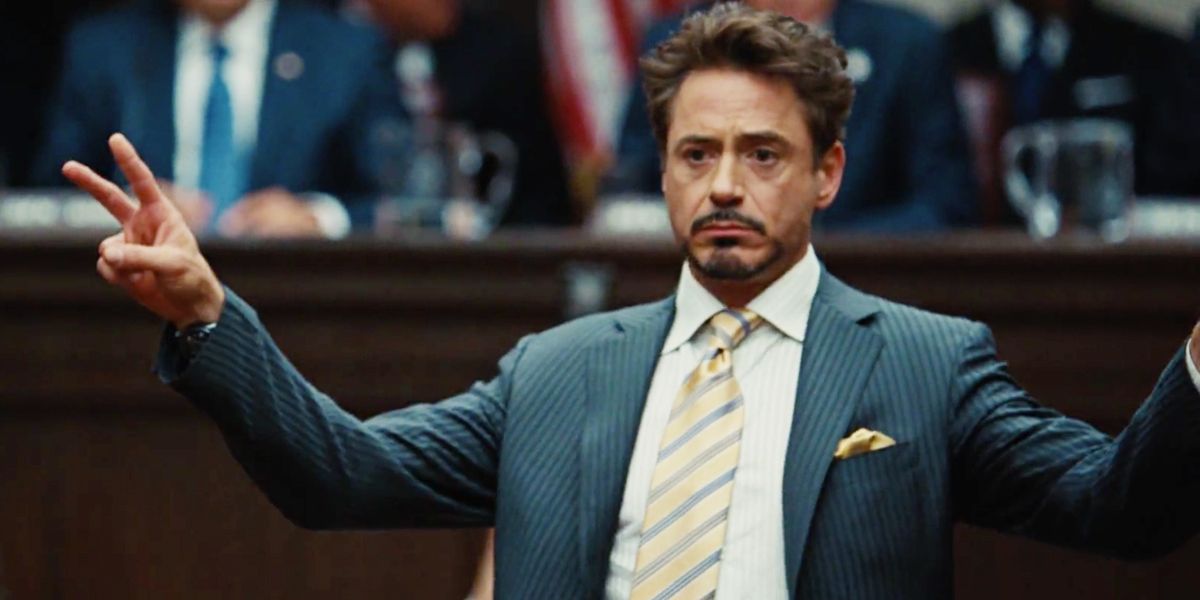 Robert Downey Jr. in court as Iron Man.