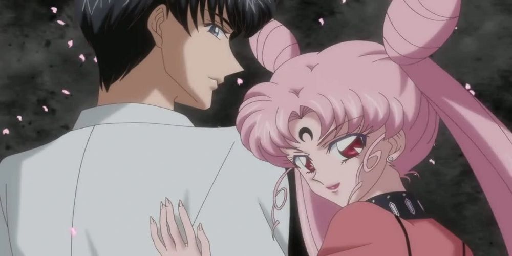 Black Lady leading Prince Endymion away from Sailor Moon Crystal. 