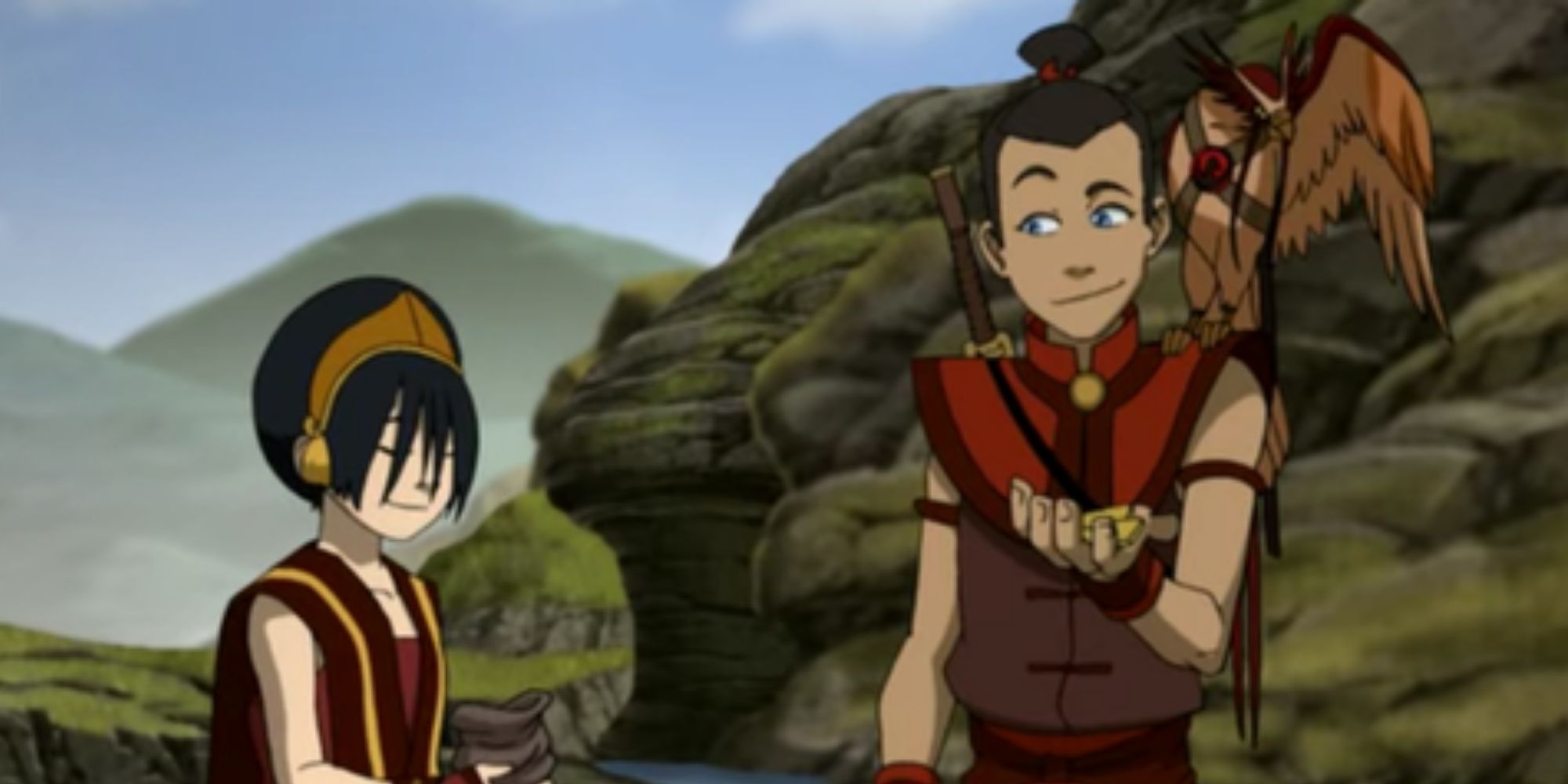 Toph and Sokka in Avatar: The Last Airbender.