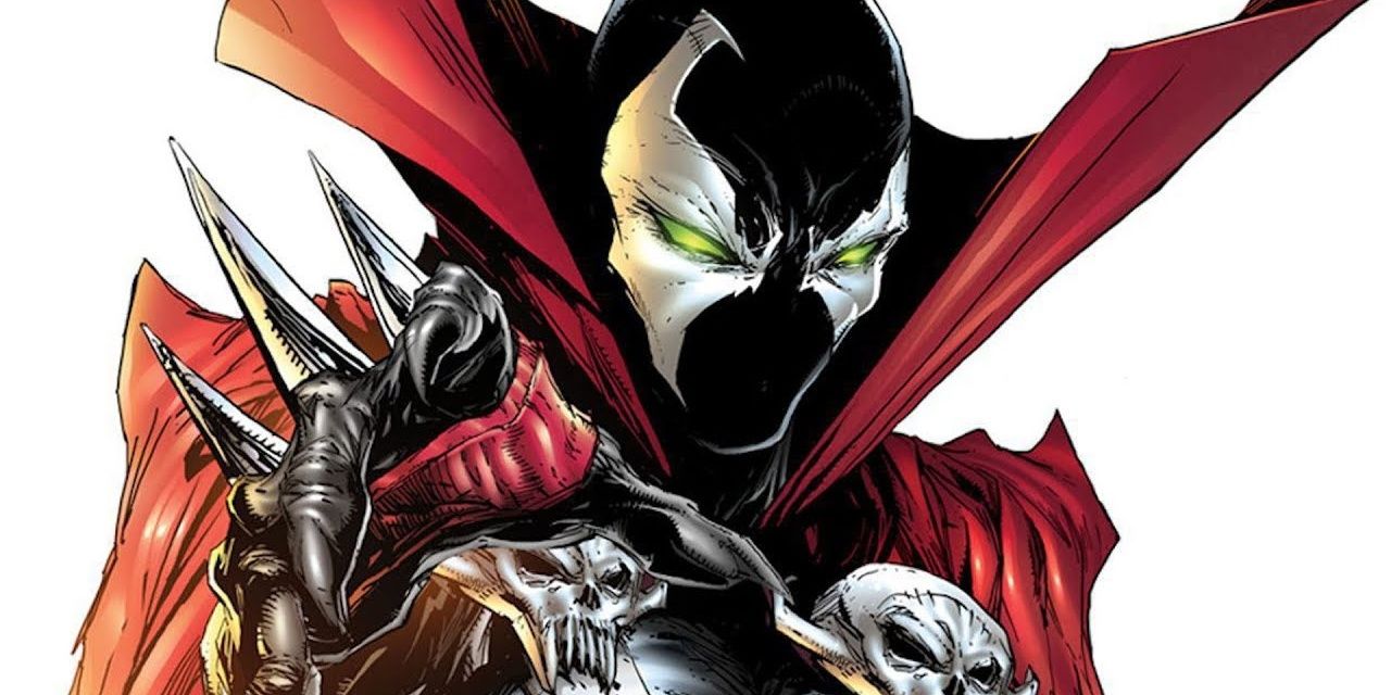 Headshot of Spawn with a white background in Image Comics