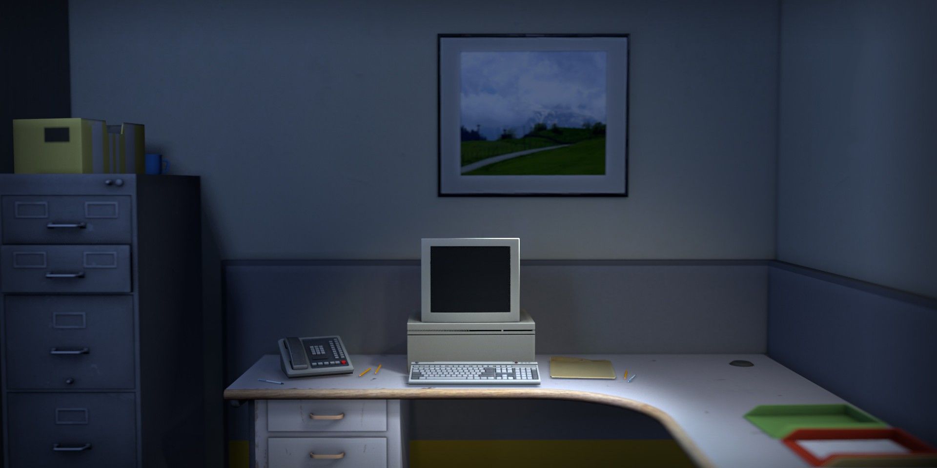 Video Games Stanley Parable desk