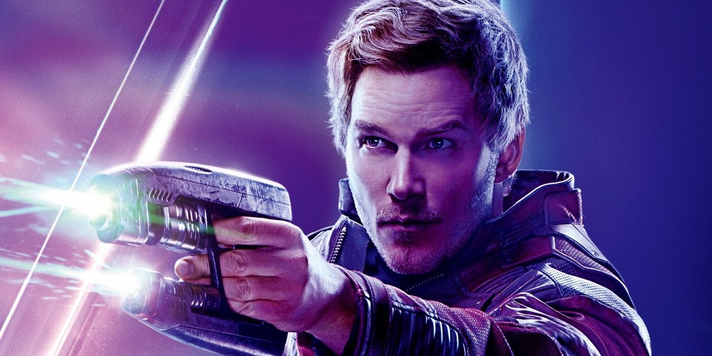 Star-Lord pointing his gun in Guardians of the Galaxy promotionals