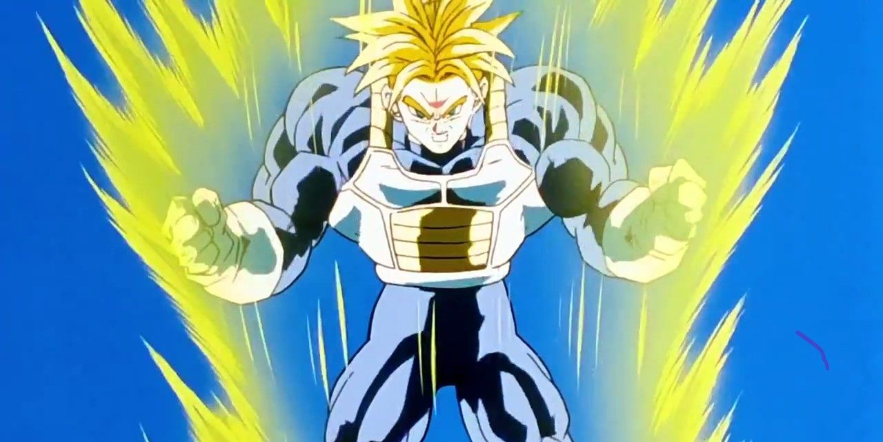 An image of Future Trunks in Super Saiyan Grade 3 form