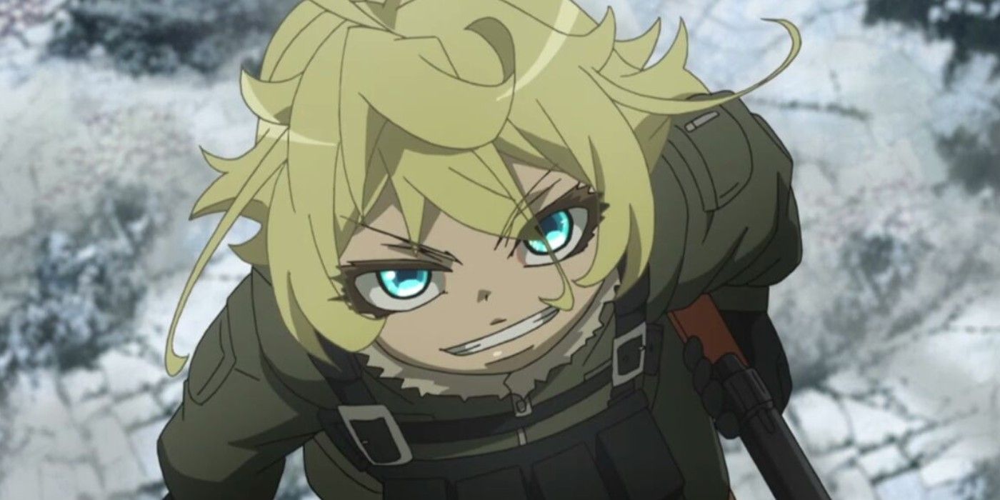 Tanya Degurechaff flying with a smile in The Saga Of Tanya The Evil.