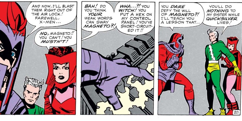 Quicksilver and Scarlet Witch confront Magneto in Marvel Comics