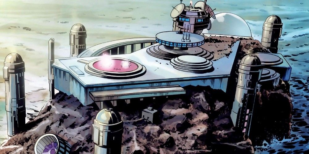 An image of X-Men's island base of Utopia from Marvel Comics