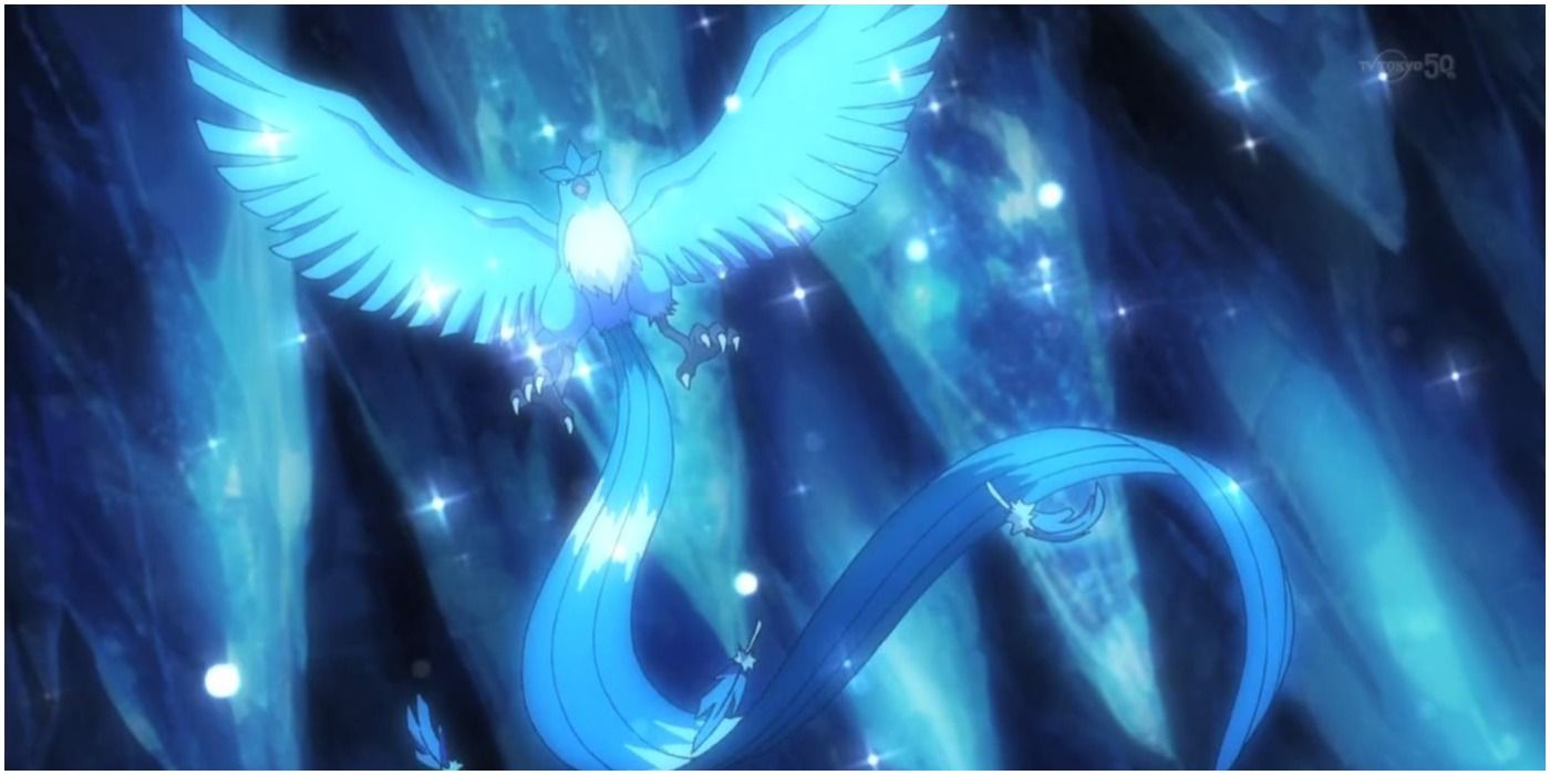 Articuno shining in the Pokemon anime.