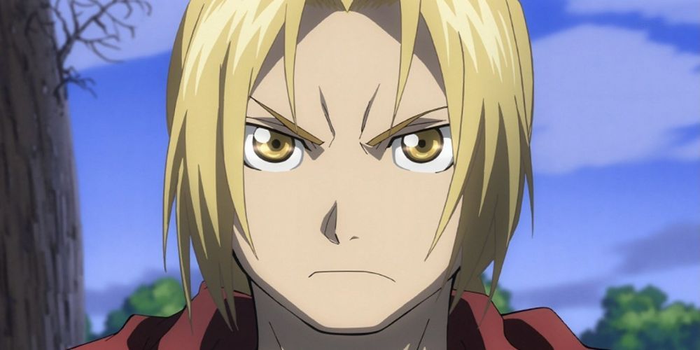 Edward looking tense as Mustang delivers some unexpected news in Fullmetal Alchemist: Brotherhood.