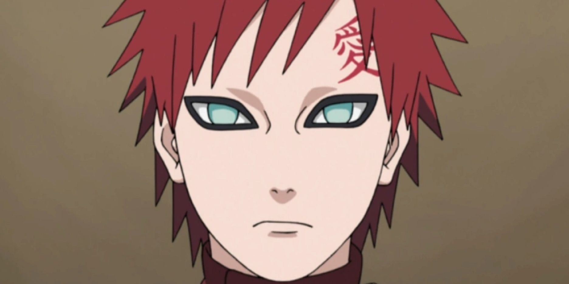 Gaara with a straight face in Naruto