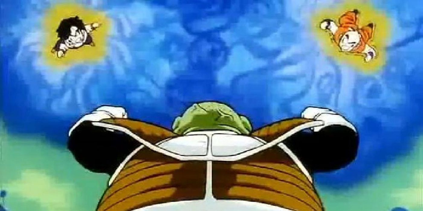 Guldo freezes Gohan and Krillin in the air in Dragon Ball Z.