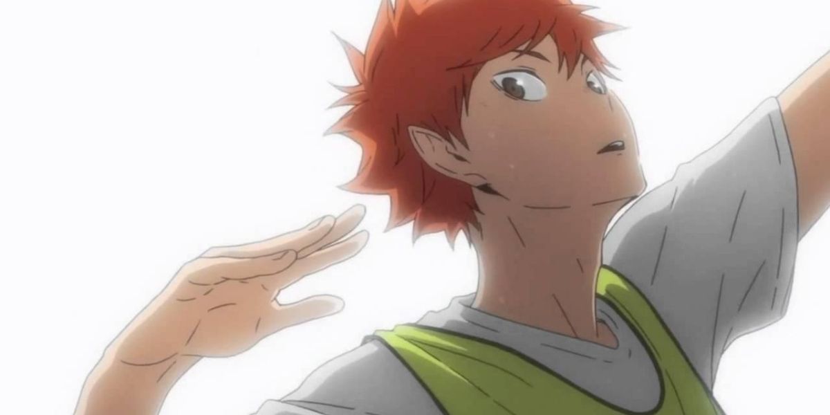 Hinata going in for a spike in Haikyuu!