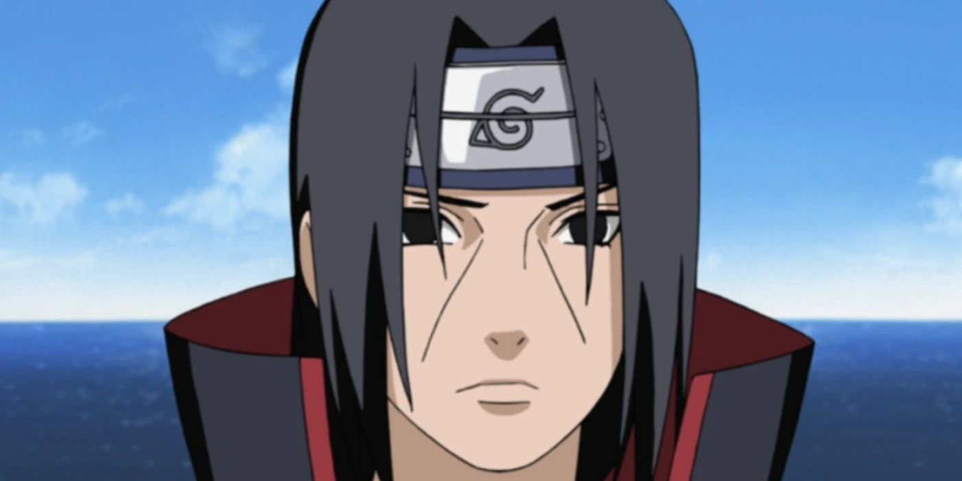 itachi uchiha against a water background in naruto