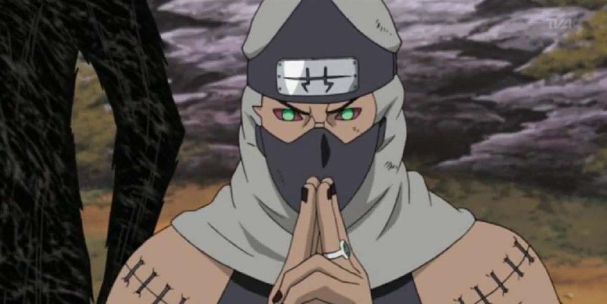 Kakuzu casting a jutsu in Naruto.