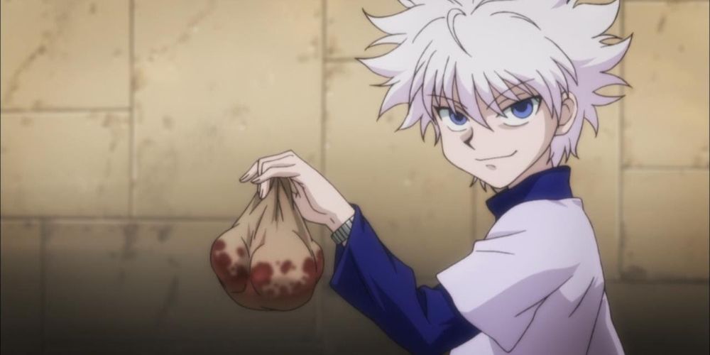 a young killua egging on his frenemy