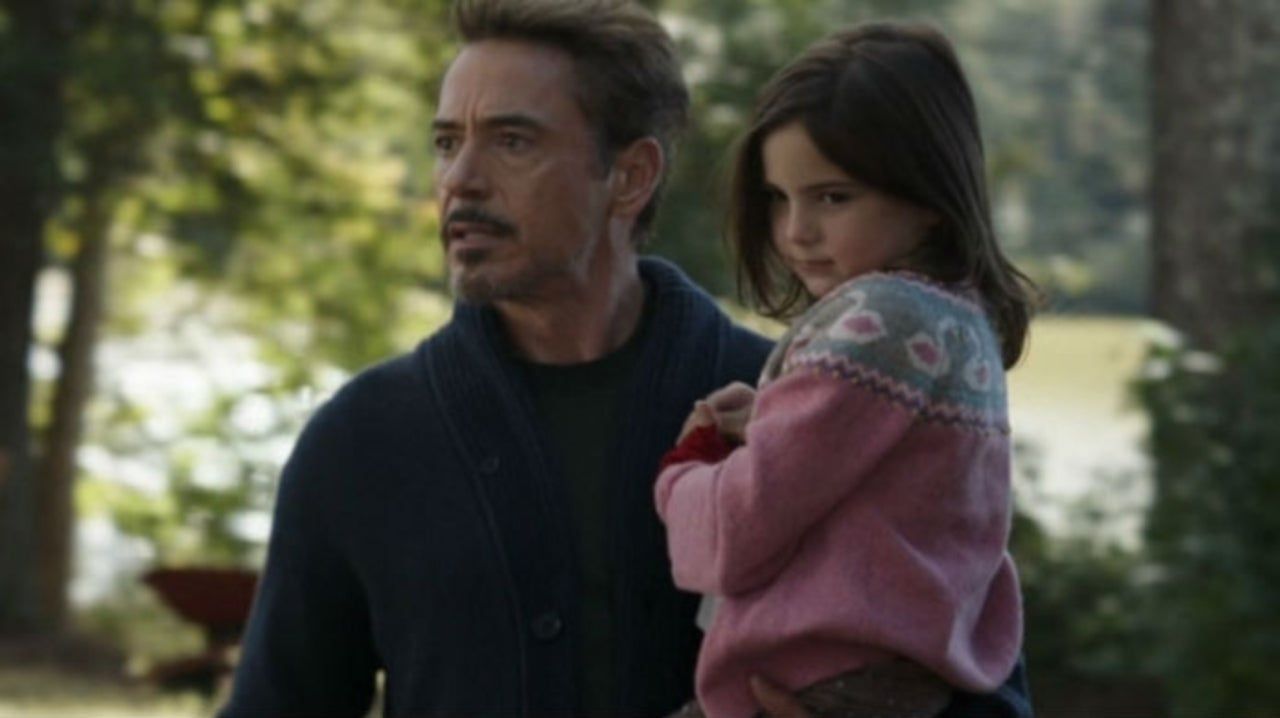 Morgan Stark being held by Tony in Avengers: Endgame