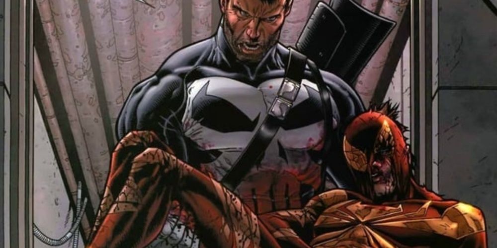 Spider-Man is carried by the Punisher