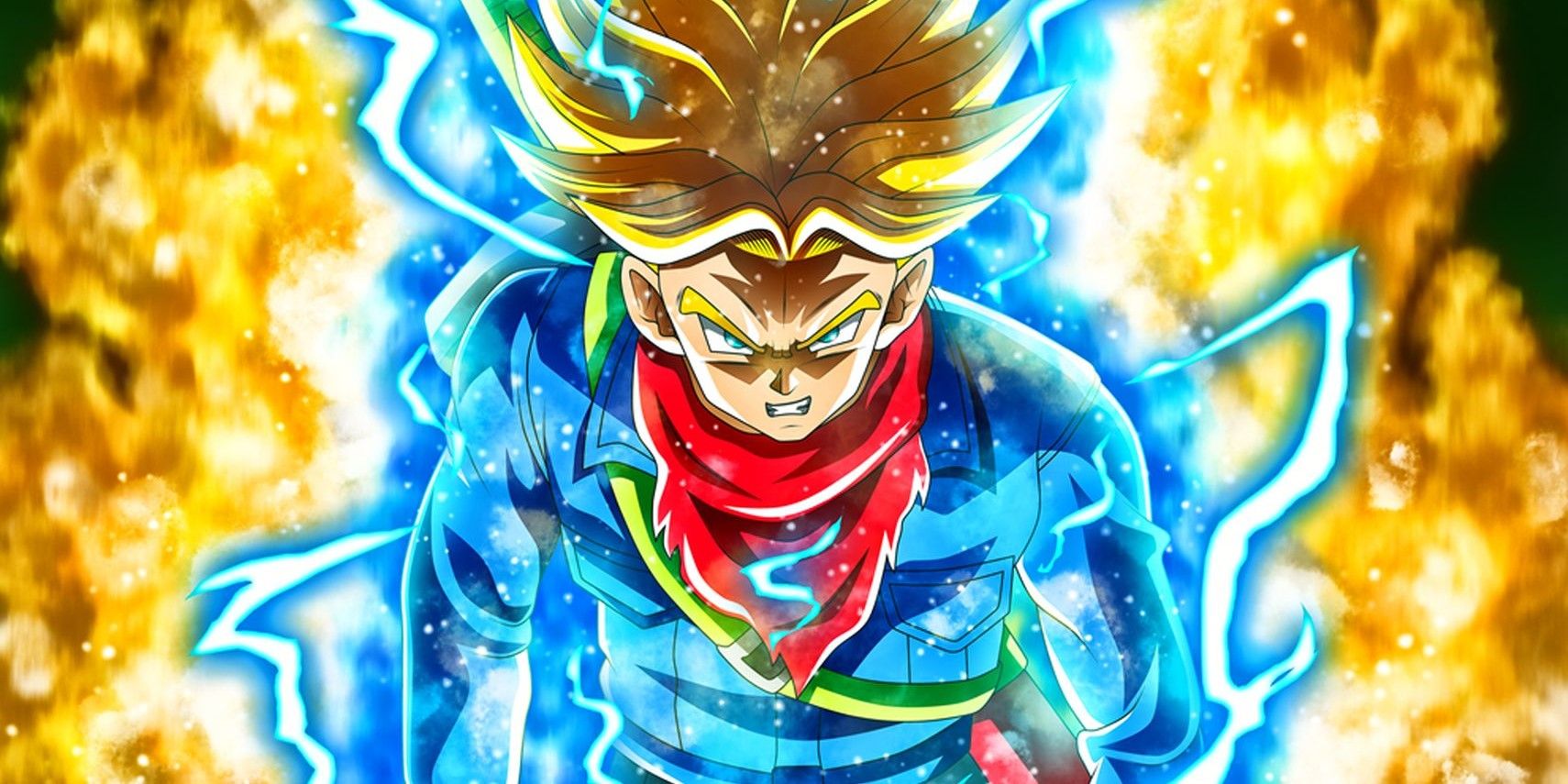 An image of Future Trunks in Super Saiyan Rage form during Dragon Ball Super