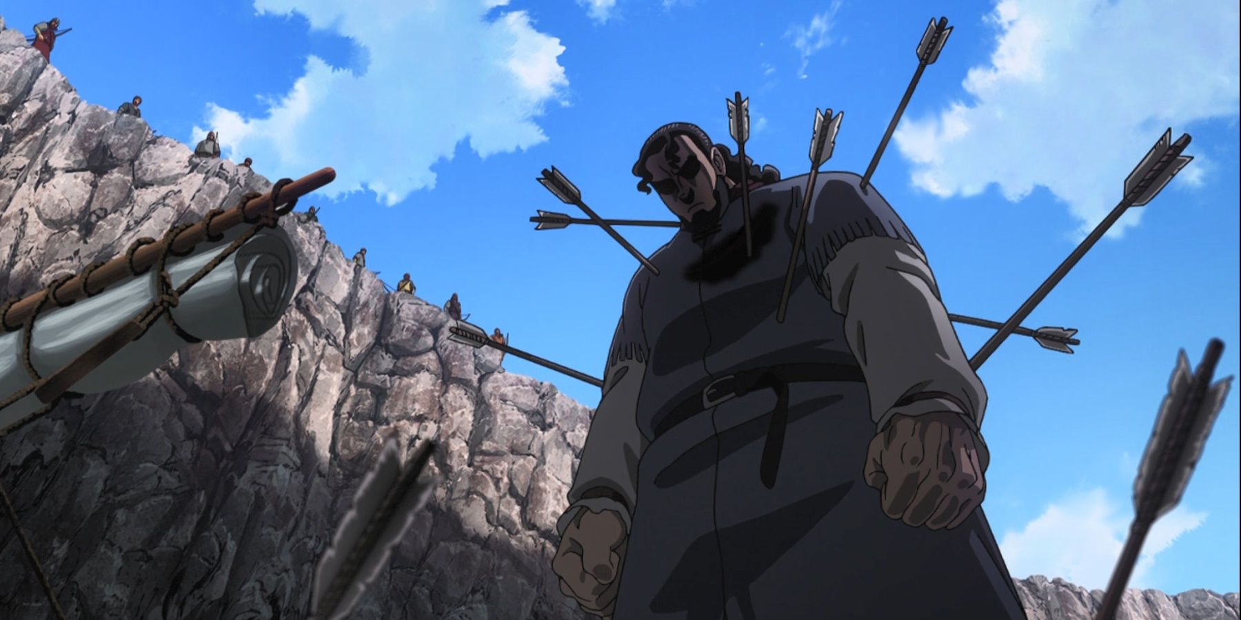 Thors Snorresson sendo atingido por flechas.